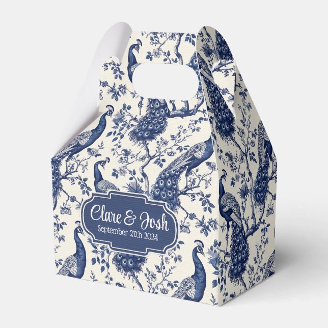 Kinoiserie Stil Peacock Theme Wedor Favor Box Presentaskar (Framsidan Sidan)