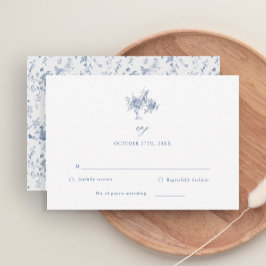 Kinoiserie Victorian Toile Blue Bröllop OSA Card