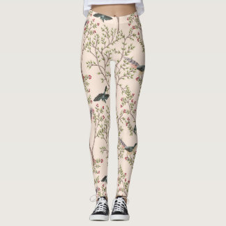 Kinoiseriefåglar och rosa av lövträd leggings