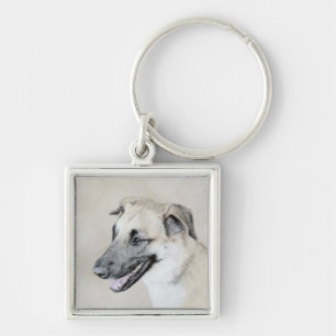 Kinook (Helicopter Öron) - Hund Art Fyrkantig Silverfärgad Nyckelring