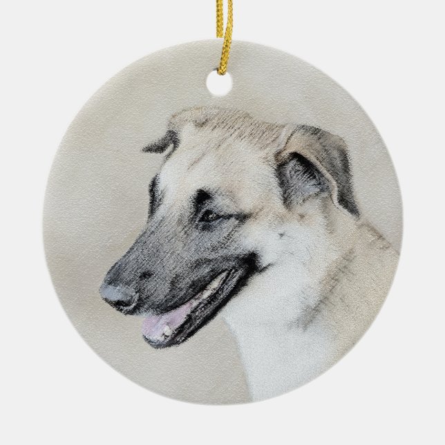 Kinook (Helicopter Öron) - Hund Art Julgransprydnad Keramik (Framsidan)