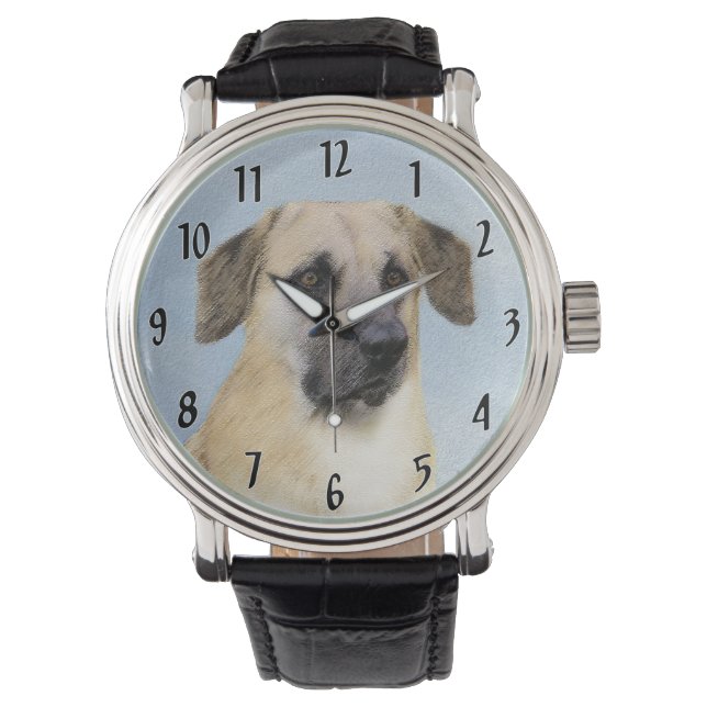 Kinook-målning (släppt Öron) - Original Hund Art Armbandsur (Framsida)