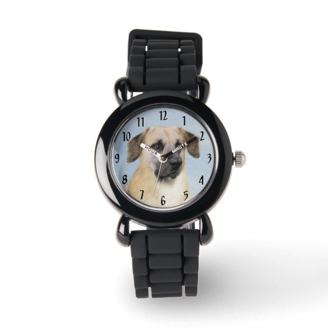 Kinook-målning (släppt Öron) - Original Hund Art Armbandsur (Framsida)