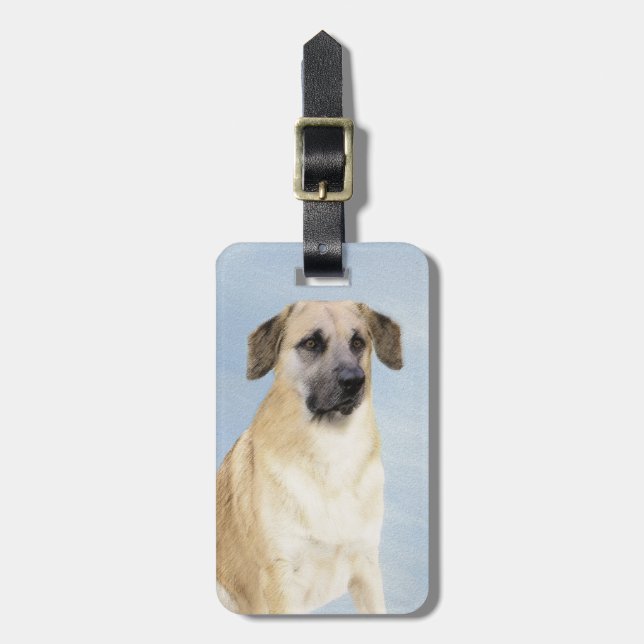 Kinook-målning (släppt Öron) - Original Hund Art Bagagebricka (Vertikal Framsida)