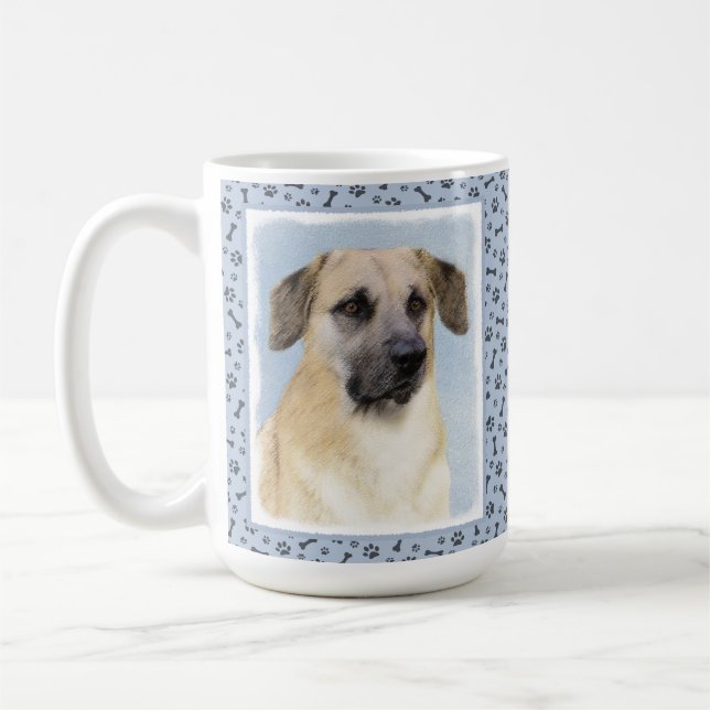 Kinook-målning (släppt Öron) - Original Hund Art Kaffemugg (Vänster)
