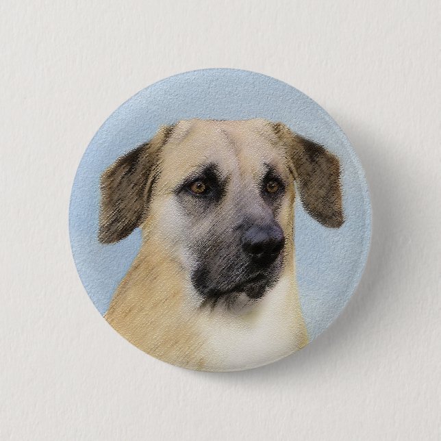 Kinook-målning (släppt Öron) - Original Hund Art Knapp (Framsida)