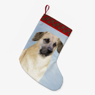 Kinook-målning (släppt Öron) - Original Hund Art Liten Julstrumpa