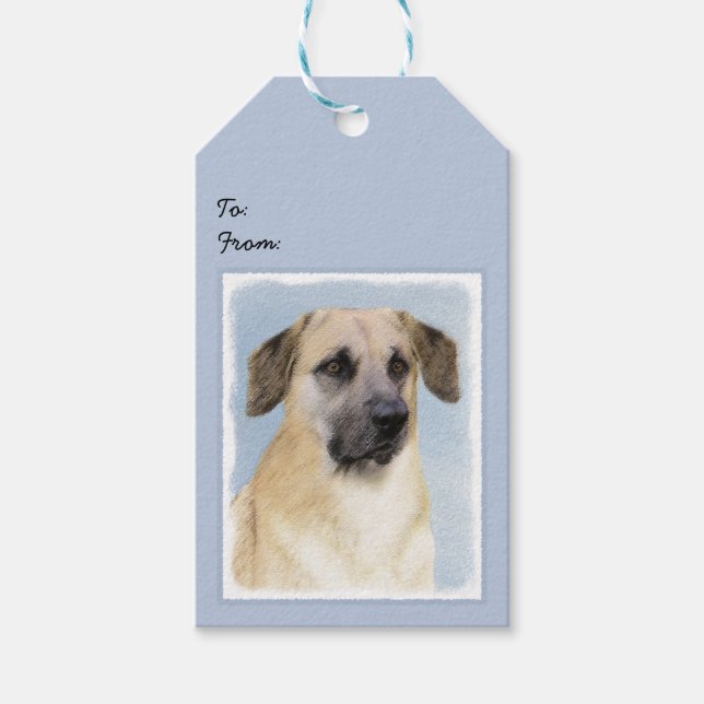 Kinook-målning (släppt Öron) - Original Hund Art Presentetikett (Framsidan)