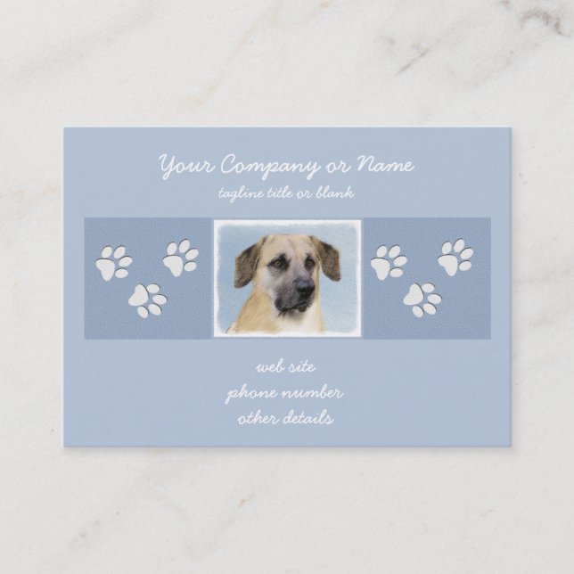 Kinook-målning (släppt Öron) - Original Hund Art Visitkort (Framsida)