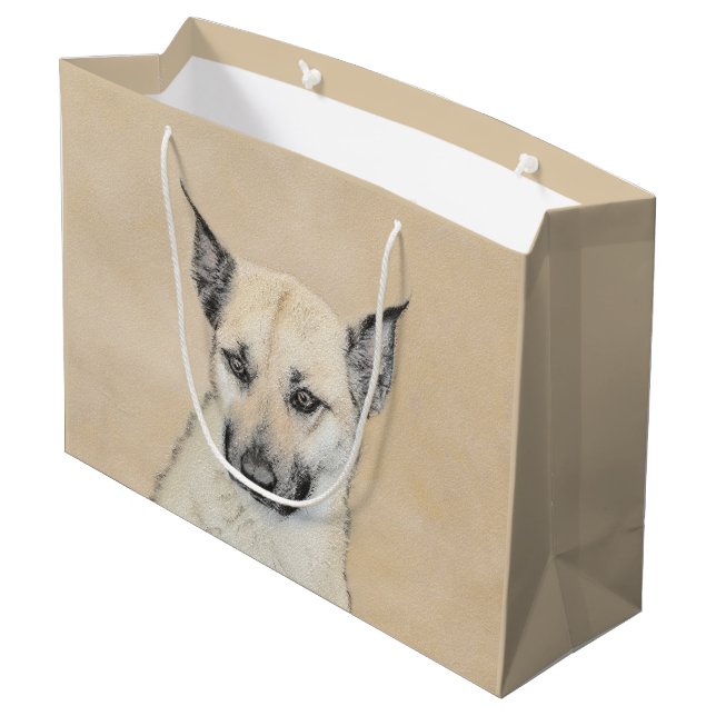 Kinook-målning (spetsar Öron) - Originalkonst Hund (Baksidan Vinklad)