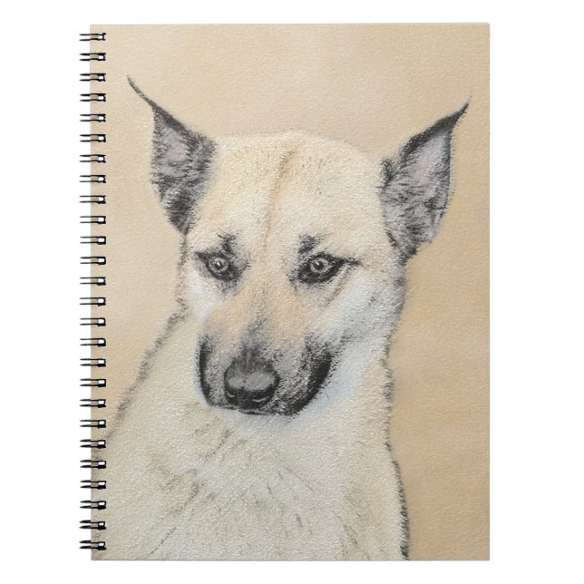 Kinook-målning (spetsar Öron) - Originalkonst Hund Anteckningsbok (Framsidan)