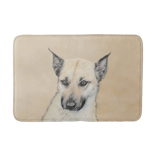 Kinook-målning (spetsar Öron) - Originalkonst Hund Badrumsmatta (Framsidan)