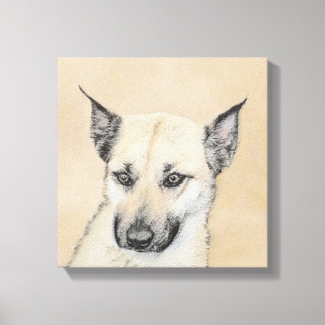 Kinook-målning (spetsar Öron) - Originalkonst Hund Canvastryck (Framsida)