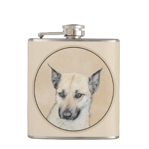 Kinook-målning (spetsar Öron) - Originalkonst Hund Fickplunta