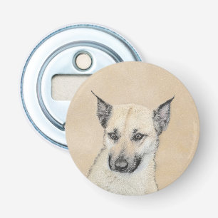 Kinook-målning (spetsar Öron) - Originalkonst Hund Flasköppnare