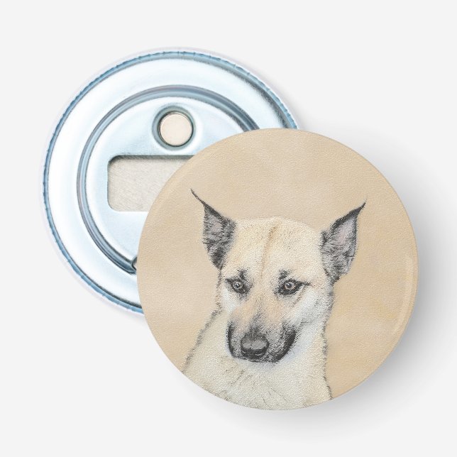 Kinook-målning (spetsar Öron) - Originalkonst Hund Flasköppnare (Framsidan)