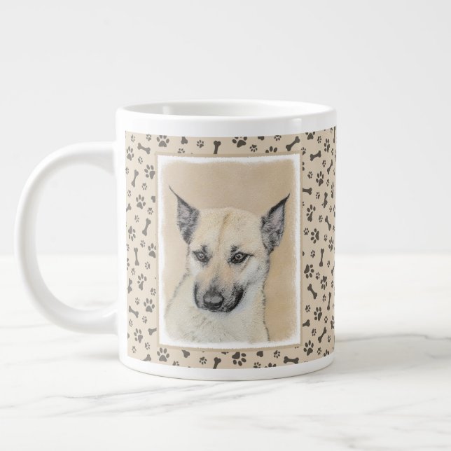 Kinook-målning (spetsar Öron) - Originalkonst Hund Jumbo Mugg (Vänster)