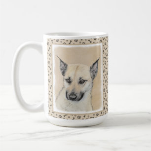 Kinook-målning (spetsar Öron) - Originalkonst Hund Kaffemugg