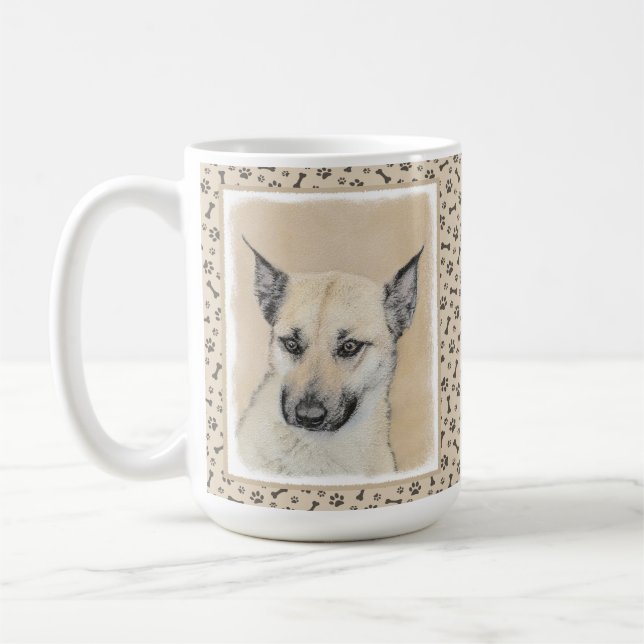 Kinook-målning (spetsar Öron) - Originalkonst Hund Kaffemugg (Vänster)