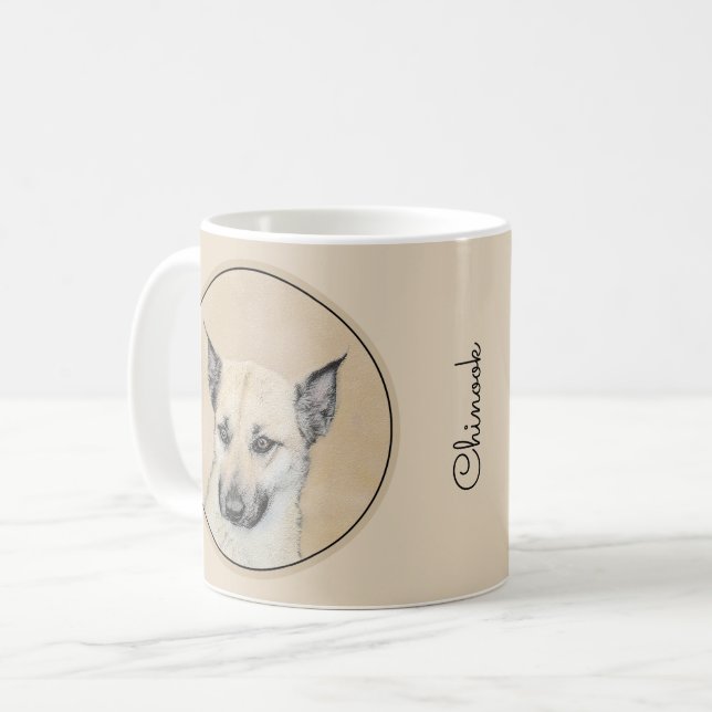 Kinook-målning (spetsar Öron) - Originalkonst Hund Kaffemugg (Framsida vänster)