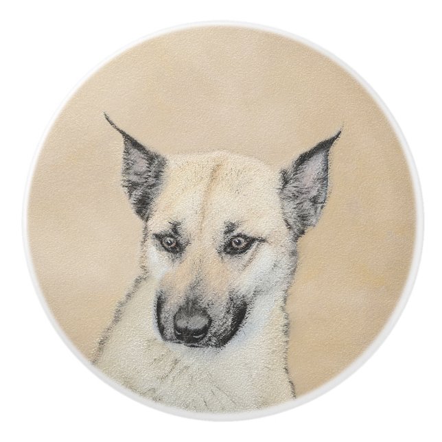 Kinook-målning (spetsar Öron) - Originalkonst Hund Knopp (Framsidan)
