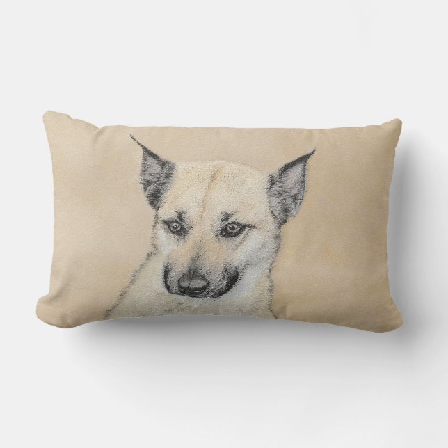 Kinook-målning (spetsar Öron) - Originalkonst Hund Lumbarkudde (Framsida)