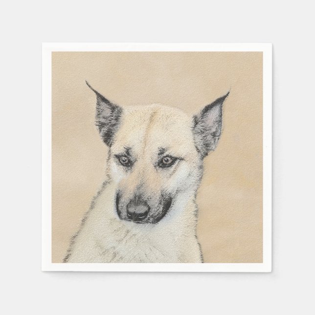 Kinook-målning (spetsar Öron) - Originalkonst Hund Pappersservett (Framsidan)
