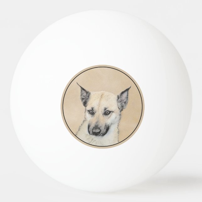 Kinook-målning (spetsar Öron) - Originalkonst Hund Pingisboll (Framsidan)