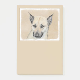 Kinook-målning (spetsar Öron) - Originalkonst Hund Post-it Block