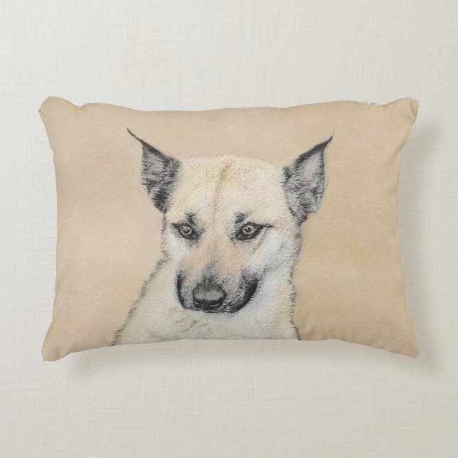 Kinook-målning (spetsar Öron) - Originalkonst Hund Prydnadskudde (Framsidan)