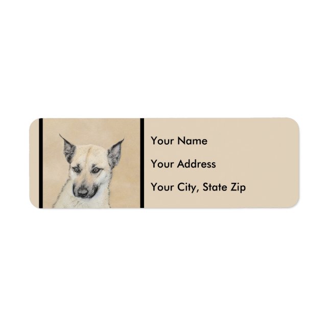 Kinook-målning (spetsar Öron) - Originalkonst Hund Returadress Etikett (Framsidan)