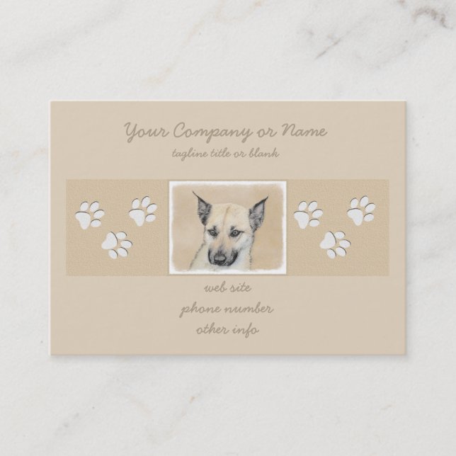 Kinook-målning (spetsar Öron) - Originalkonst Hund Visitkort (Framsida)