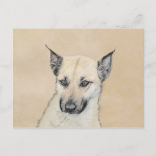 Kinook-målning (spetsar Öron) - Originalkonst Hund Vykort