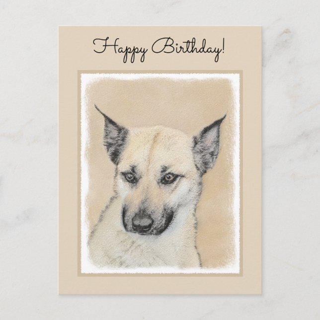 Kinook-målning (spetsar Öron) - Originalkonst Hund Vykort (Framsida)