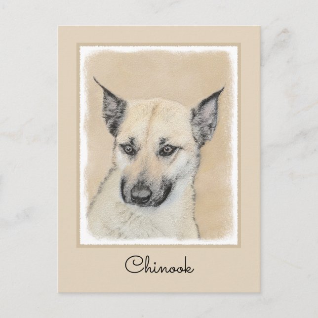 Kinook-målning (spetsar Öron) - Originalkonst Hund Vykort (Framsida)