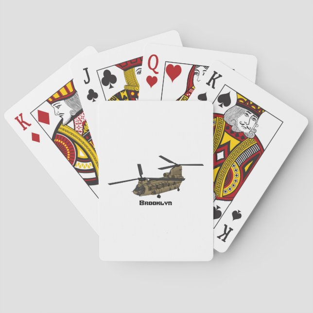 Kinook militär helikopterillustration casinokort (Baksidan)