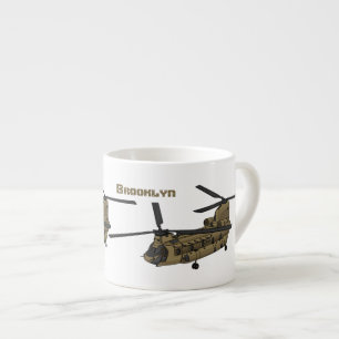 Kinook militär helikopterillustration espressomugg