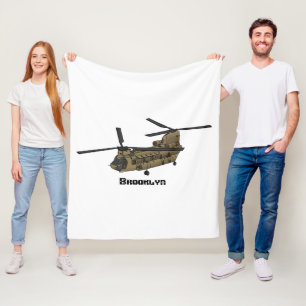 Kinook militär helikopterillustration fleecefilt