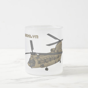 Kinook militär helikopterillustration frostad glasmugg