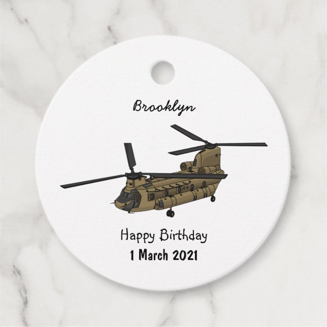 Kinook militär helikopterillustration gåvor etiketter (Framsida)