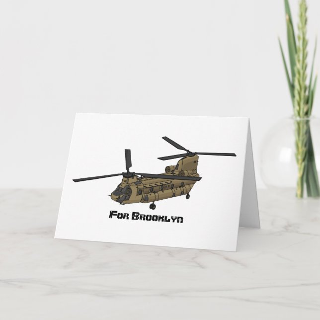 Kinook militär helikopterillustration helgkort (Framsida)