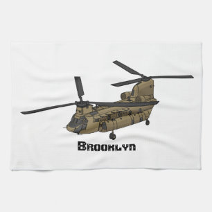Kinook militär helikopterillustration kökshandduk