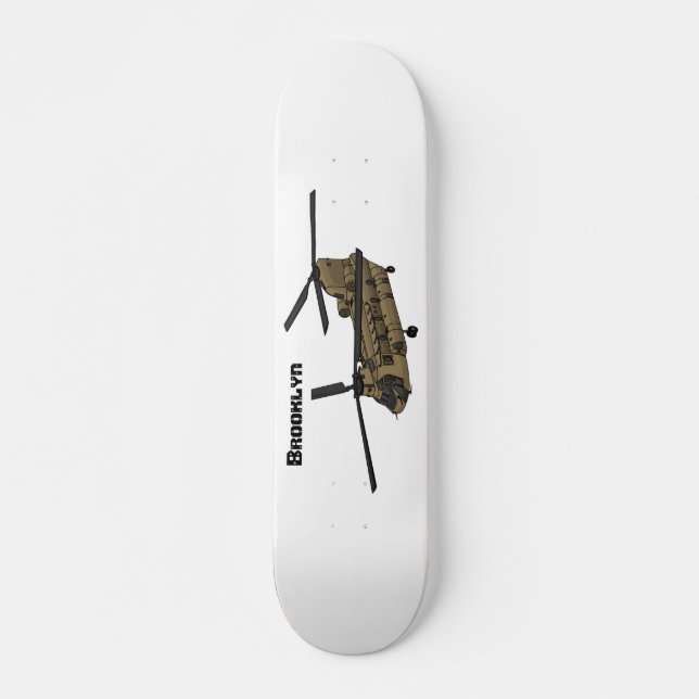 Kinook militär helikopterillustration mini skateboard bräda 18,5 cm (Framsida)