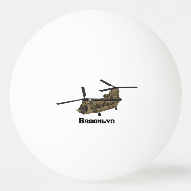 Kinook militär helikopterillustration pingisboll (Framsidan)