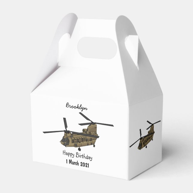 Kinook militär helikopterillustration presentaskar (Framsidan Sidan)