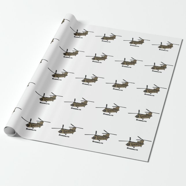 Kinook militär helikopterillustration presentpapper (Utrullad)