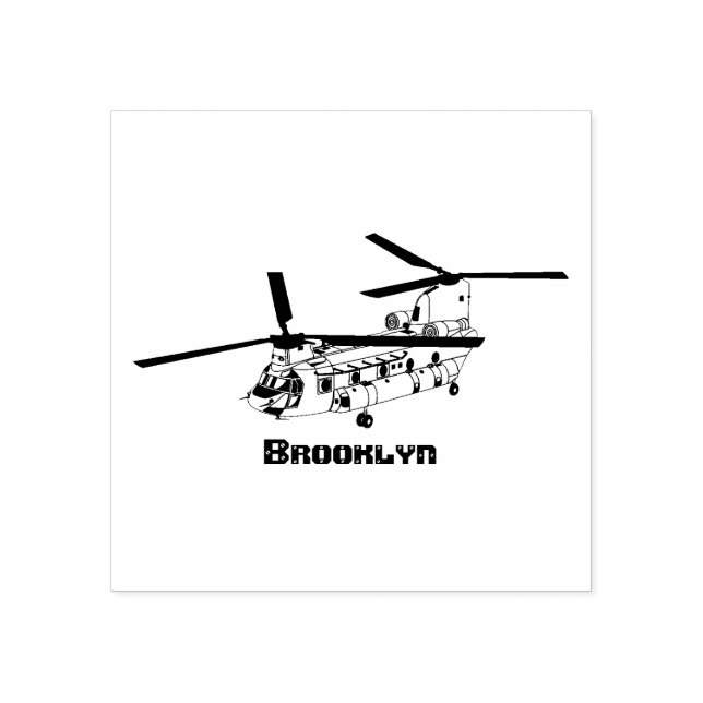 Kinook militär helikopterillustration stämpel (Tryck)