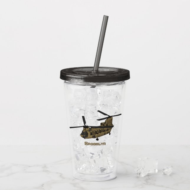 Kinook militär helikopterillustration take away mugg (Baksida Ice)