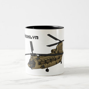 Kinook militär helikopterillustration Två-Tonad mugg