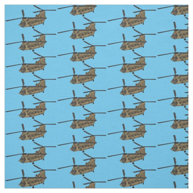 Kinook militär helikopterillustration tyg (Provkarta)